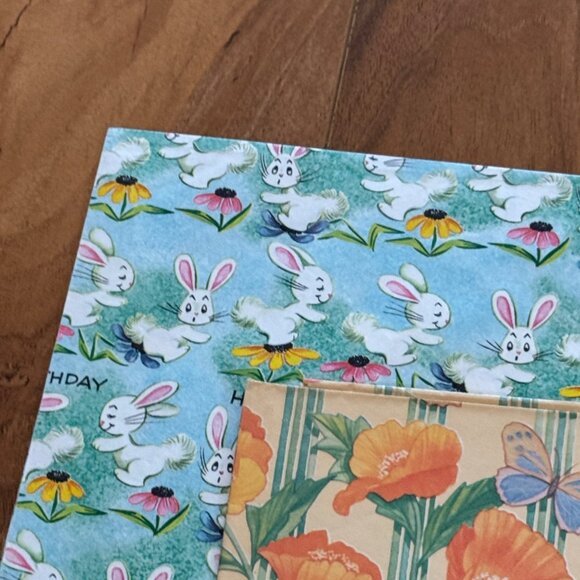 Vintage  Gift Wrap Papper  Folded Christmas  Birthdays Baby - Picture 8 of 9